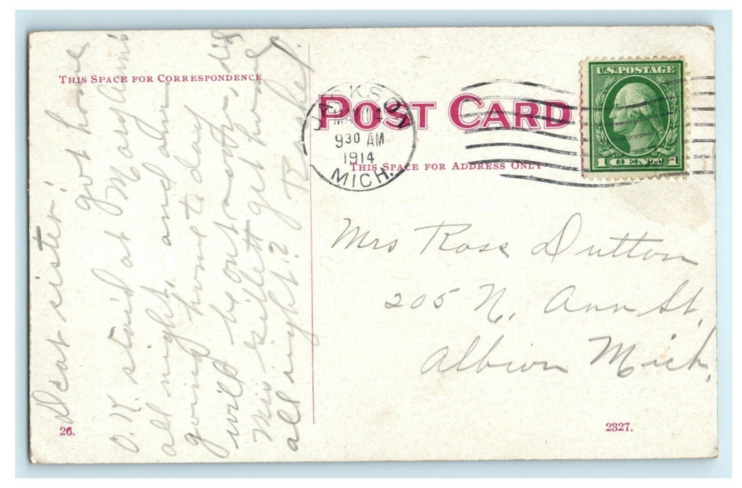 St. Mary's Church and School Jackson Michigan 1914 Antique Vintage Postcard