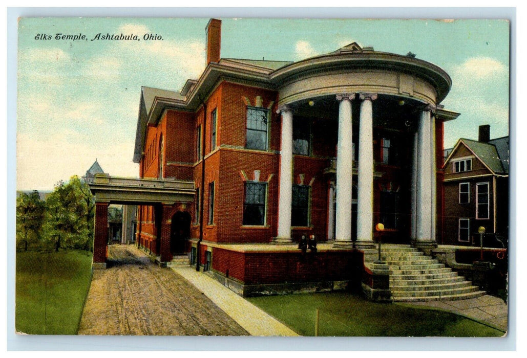 1910 Elks Temple Building Ashtabula Ohio OH Posted Antique Postcard