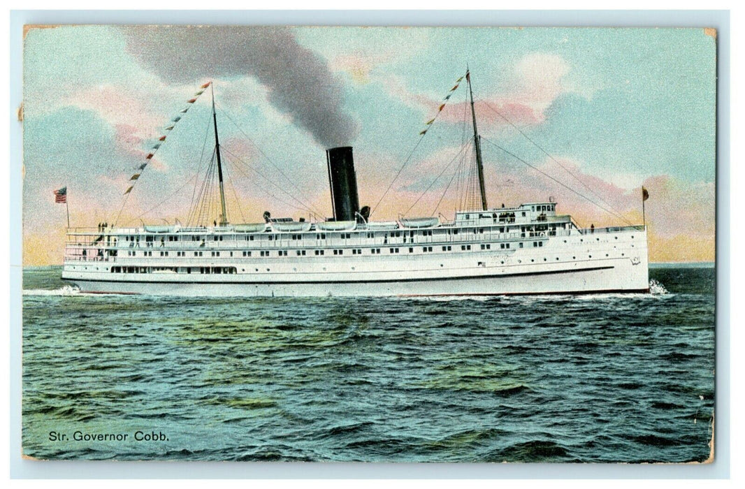 1907 Steamer Governor Cobb Portland Maine ME Camp Livermore Postcard