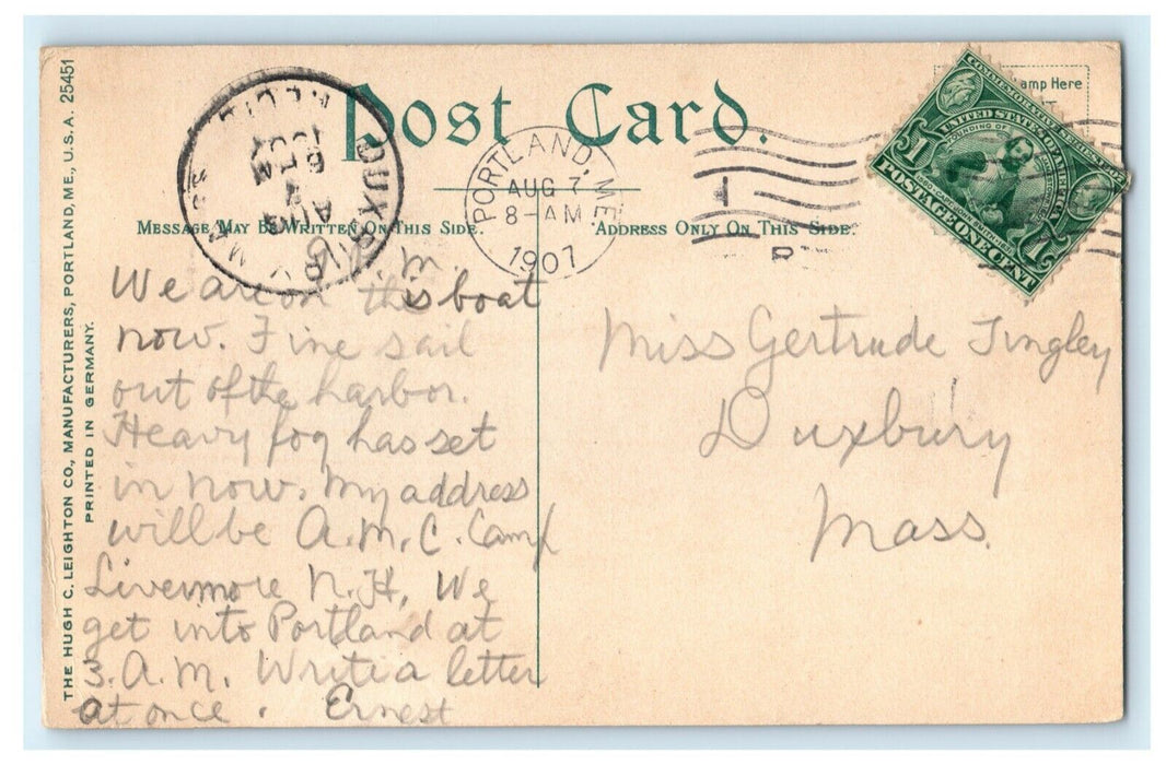 1907 Steamer Governor Cobb Portland Maine ME Camp Livermore Postcard