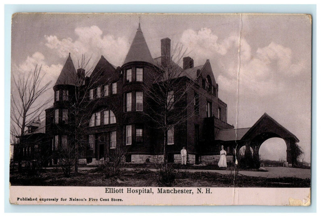 1907 Elliott Hospital Manchester New Hampshire NH Epson Posted Postcard