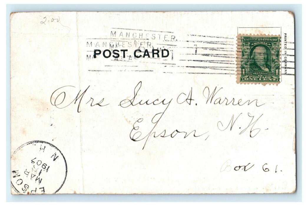 1907 Elliott Hospital Manchester New Hampshire NH Epson Posted Postcard