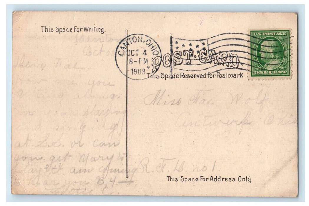 1909 Market Street Showing Northwest Corner Public Square Canton OH Postcard