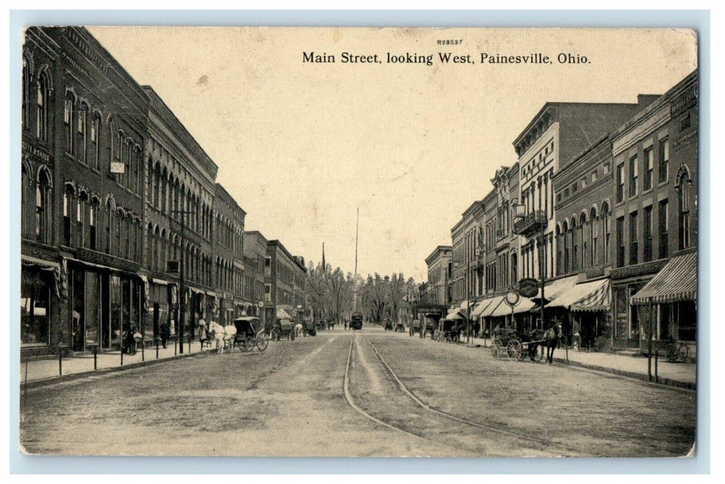 1912 Main Street View Looking West Painesville Ohio OH Posted Antique Postcard