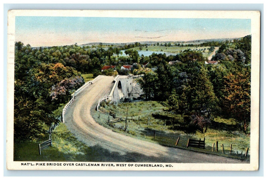 1919 National Pike Bridge West Cumberland, Maryland Antique Posted Postcard