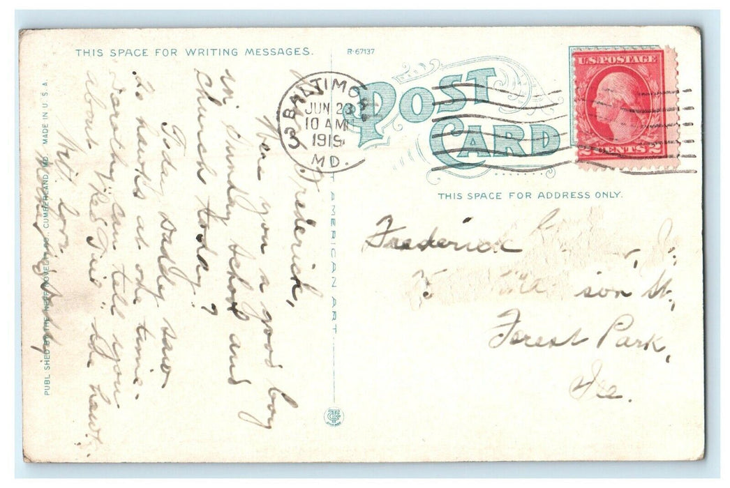 1919 National Pike Bridge West Cumberland, Maryland Antique Posted Postcard