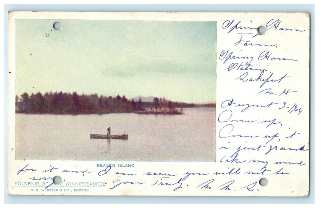 1904 Beaver Island Lake Winnipesaukee Lakeport Haverhill Bradford Postcard