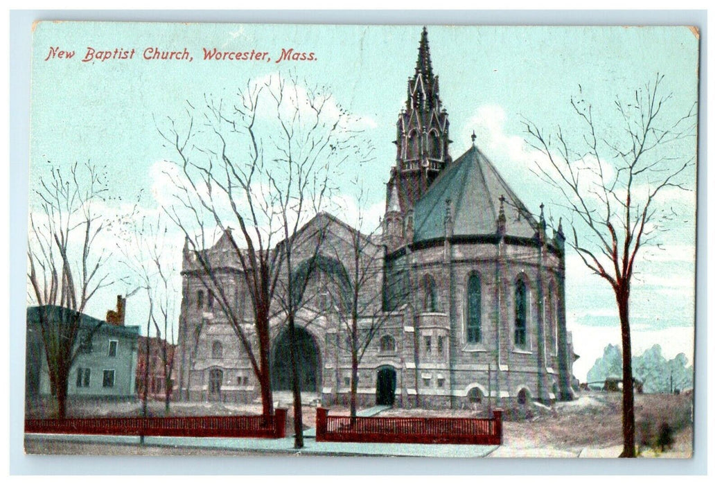 1908 New Baptist Church, Worcester Massachusetts MA Unposted Postcard