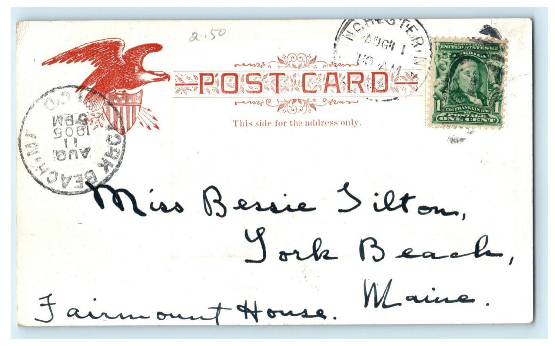1905 High School Manchester New Hampshire NH York Beach Postcard