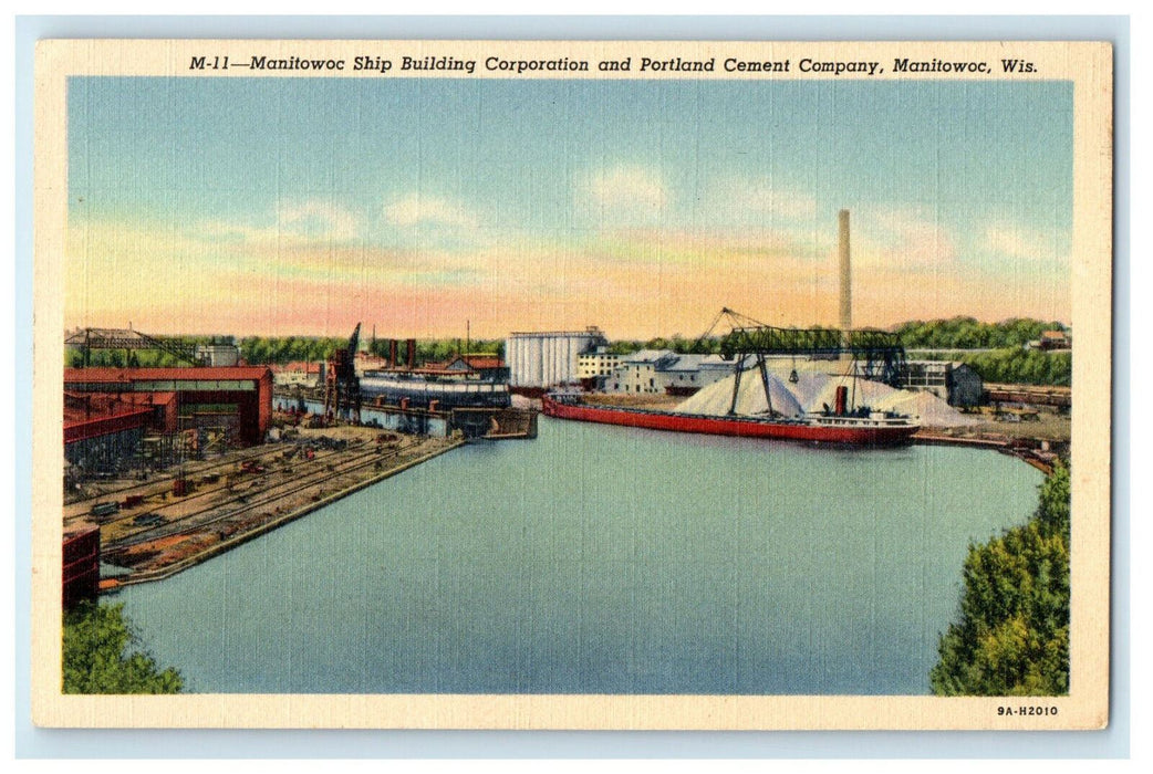 c1940s Manitowoc Ship Building, Corporation Manitowoc Wisconsin WI Postcard