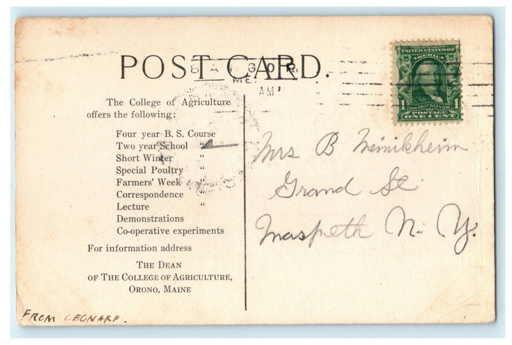 1908 Agricultural Building University Maine Advertising Bangor ME Postcard