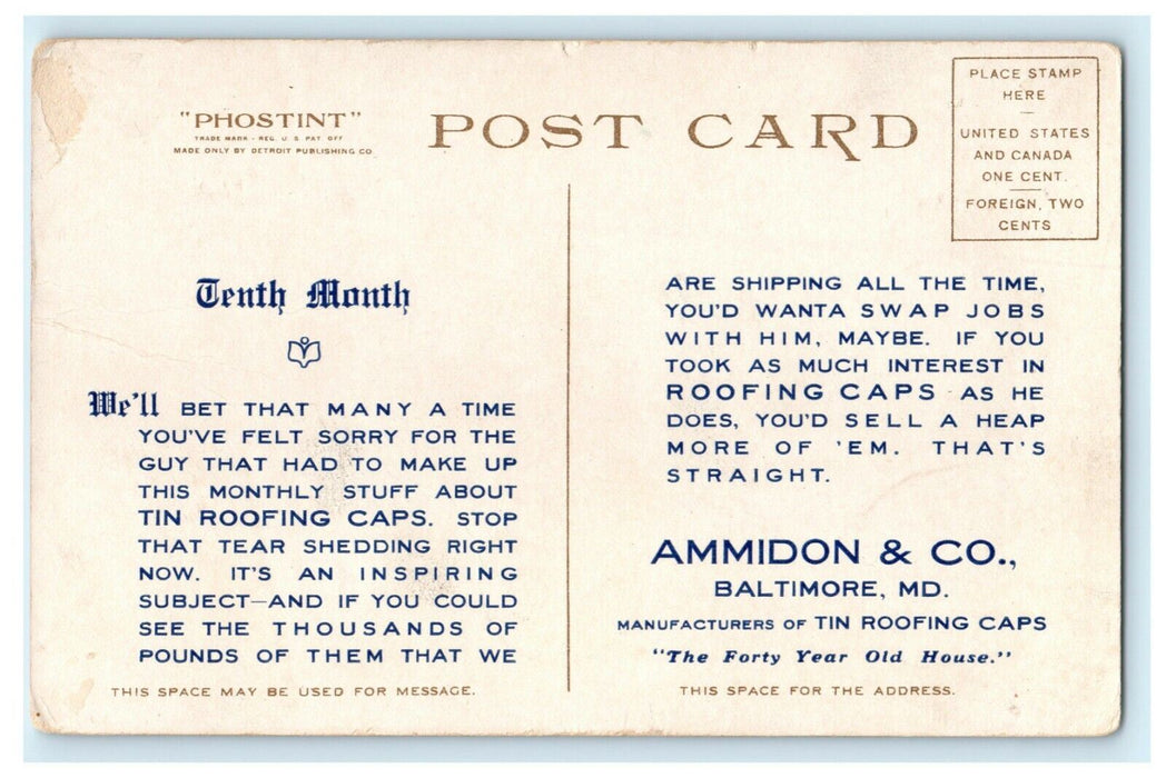 c1910 Tin Roofing Caps Ammidon & Co. Baltimore Maryland MD Advertising Postcard