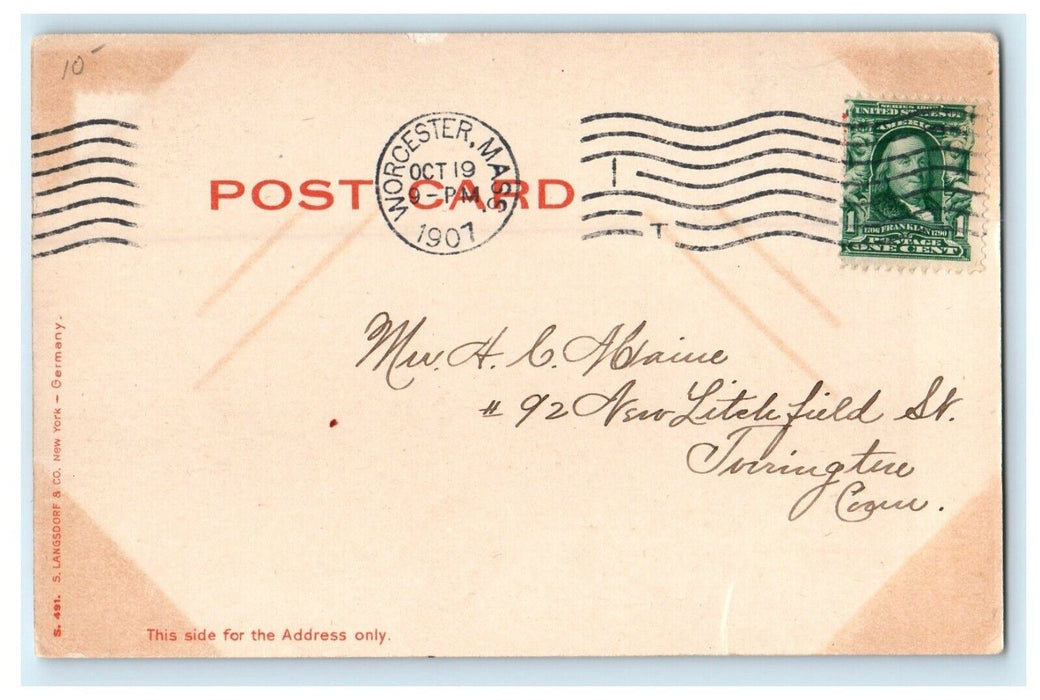 1907 Worcester City Hospital, Worcester Massachusetts MA Antique Postcard