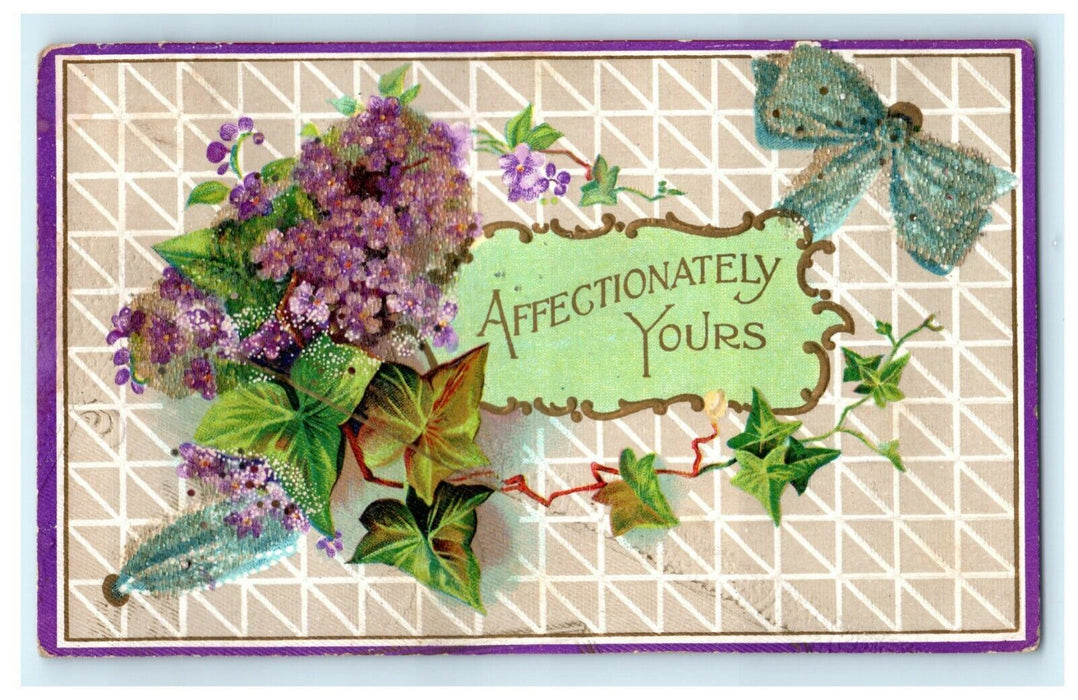 Affectionately Yours Holland Ohio 1910 Bryan Embossed Rare Antique Postcard