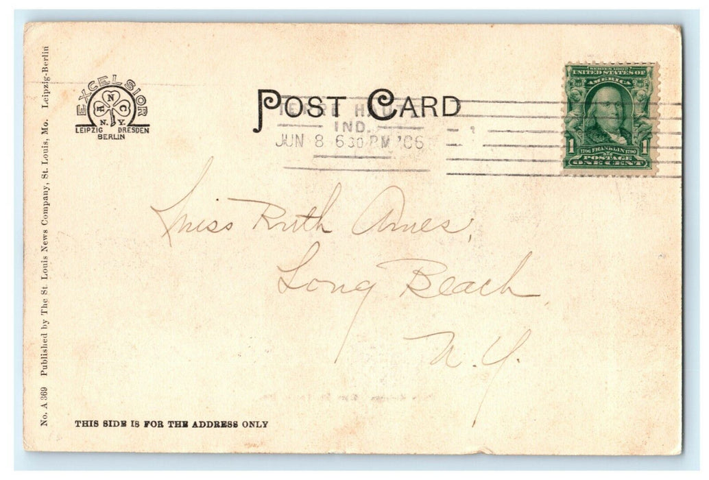 1906 Eads Bridge East St. Louis Illinois IL Terre Haute Indiana IN Postcard