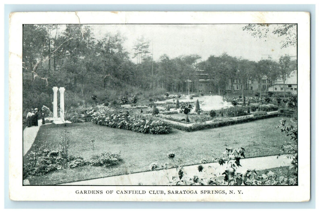c1910 Gardens Canfield Club Saratoga Springs New York NY Advertising Postcard