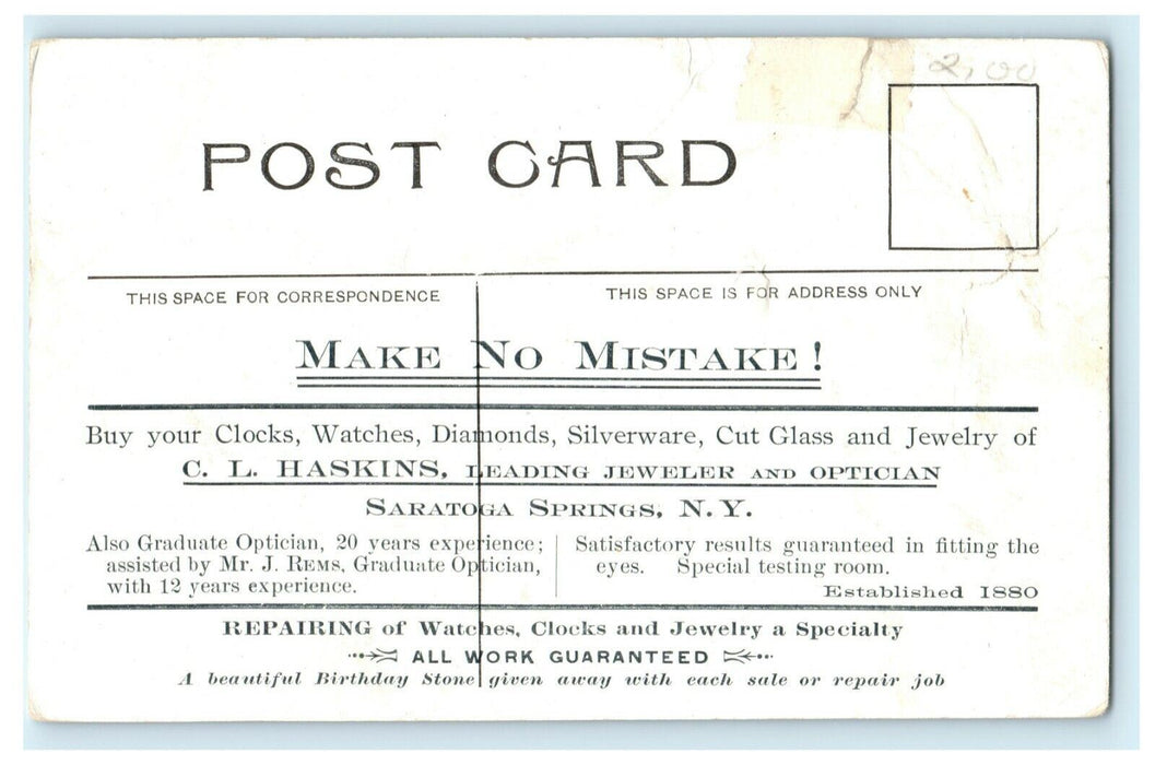 c1910 Gardens Canfield Club Saratoga Springs New York NY Advertising Postcard