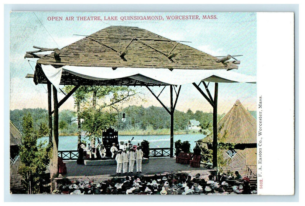 1906 Open Air Theater, Lake Quinsigamond, Worcester, Massachusetts MA  Postcard