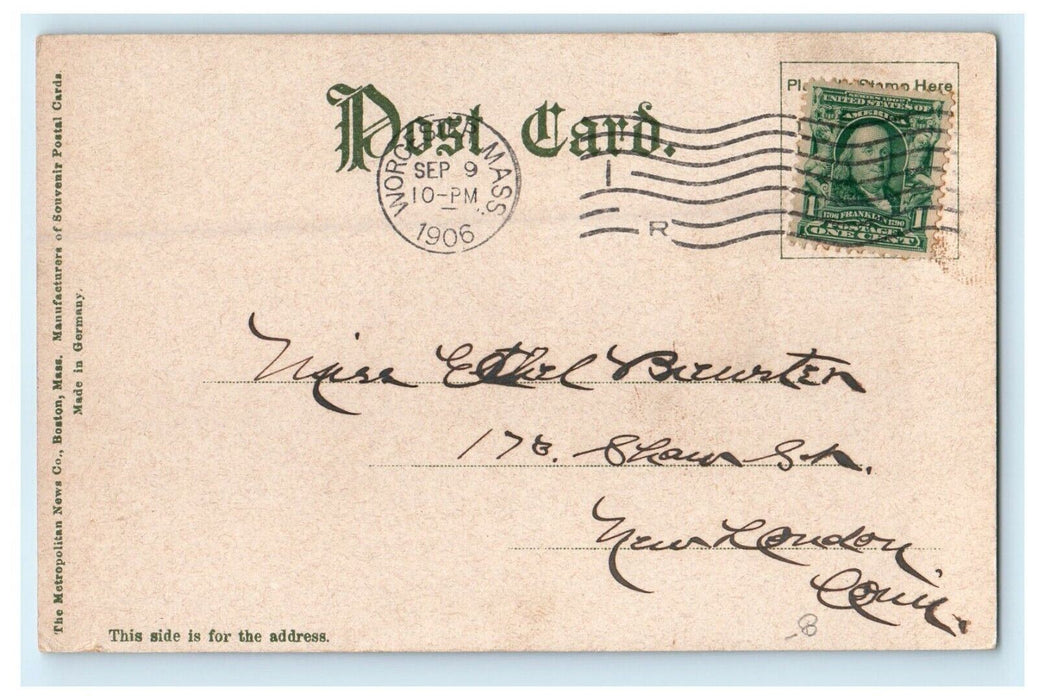 1906 Worcester Post Office, Worcester, Massachusetts MA Antique Posted Postcard