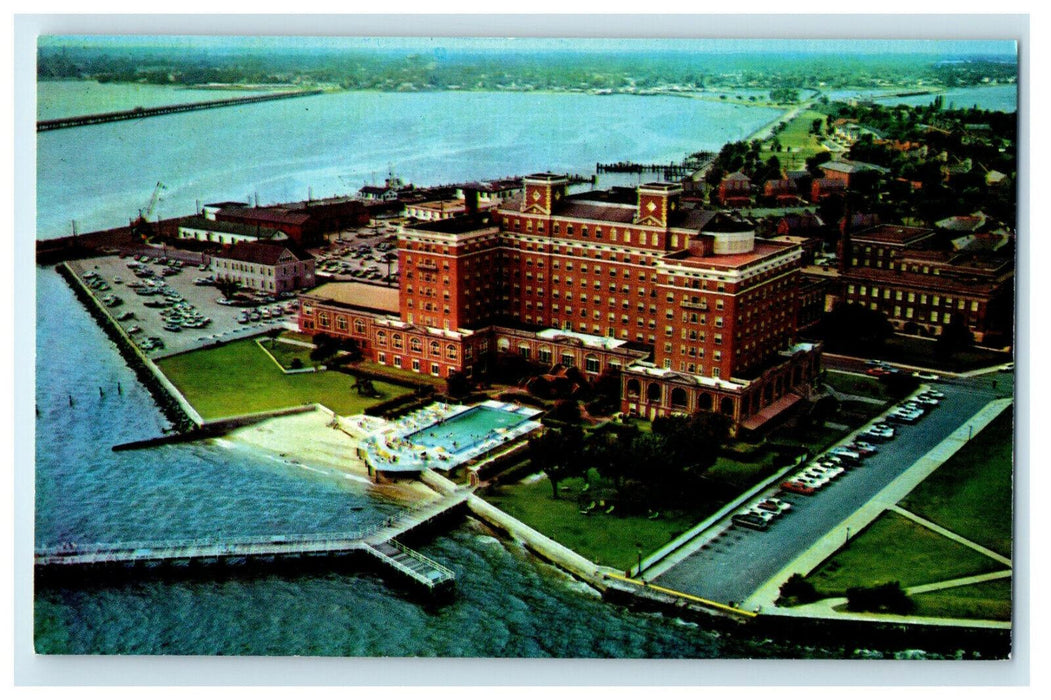 c1970s Panoramic View, The Chamberlin Hotel, Fort Monroe Virginia VA Postcard