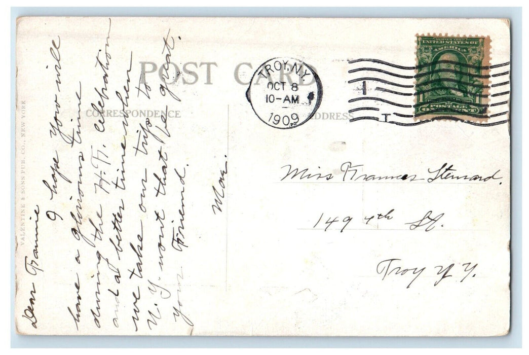 1909 Hudson Fulton Celebration The Half Moon Ascending Boat Canoeing NY Postcard