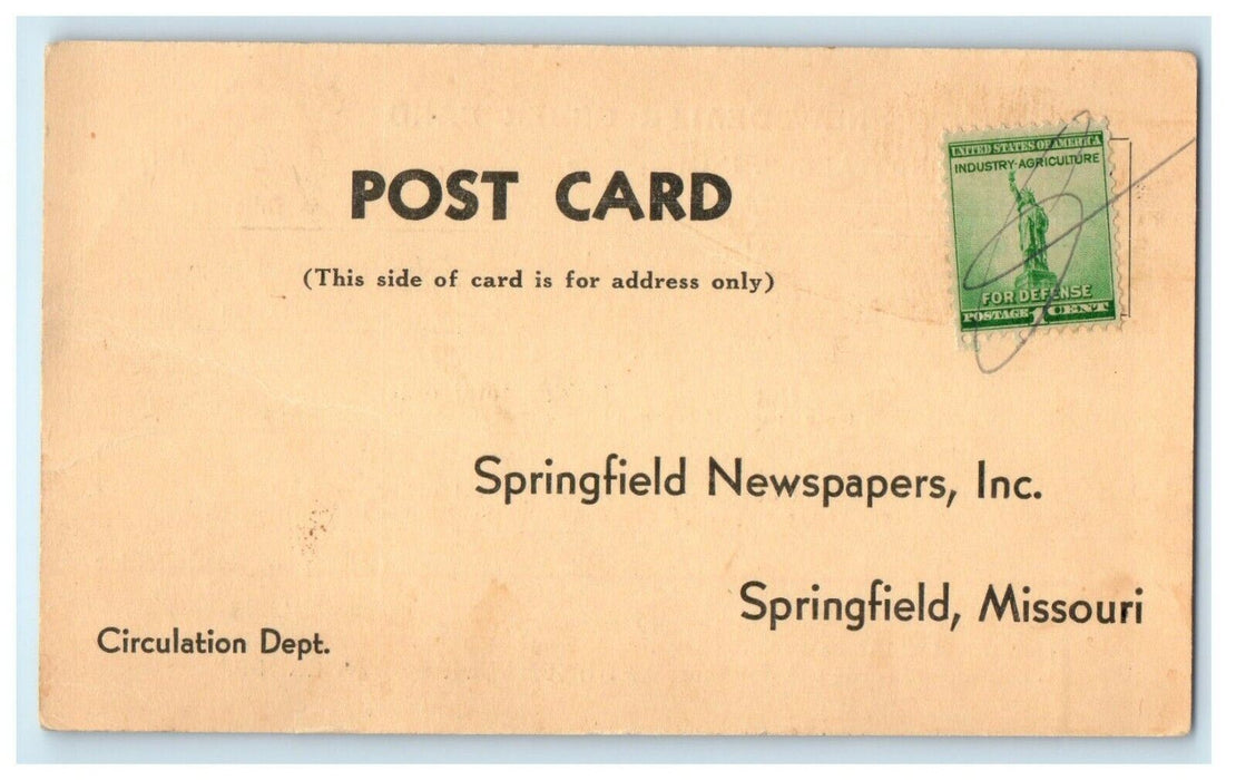 1931 Springfield Newspaper Inc. Springfield Missouri MO Postcard