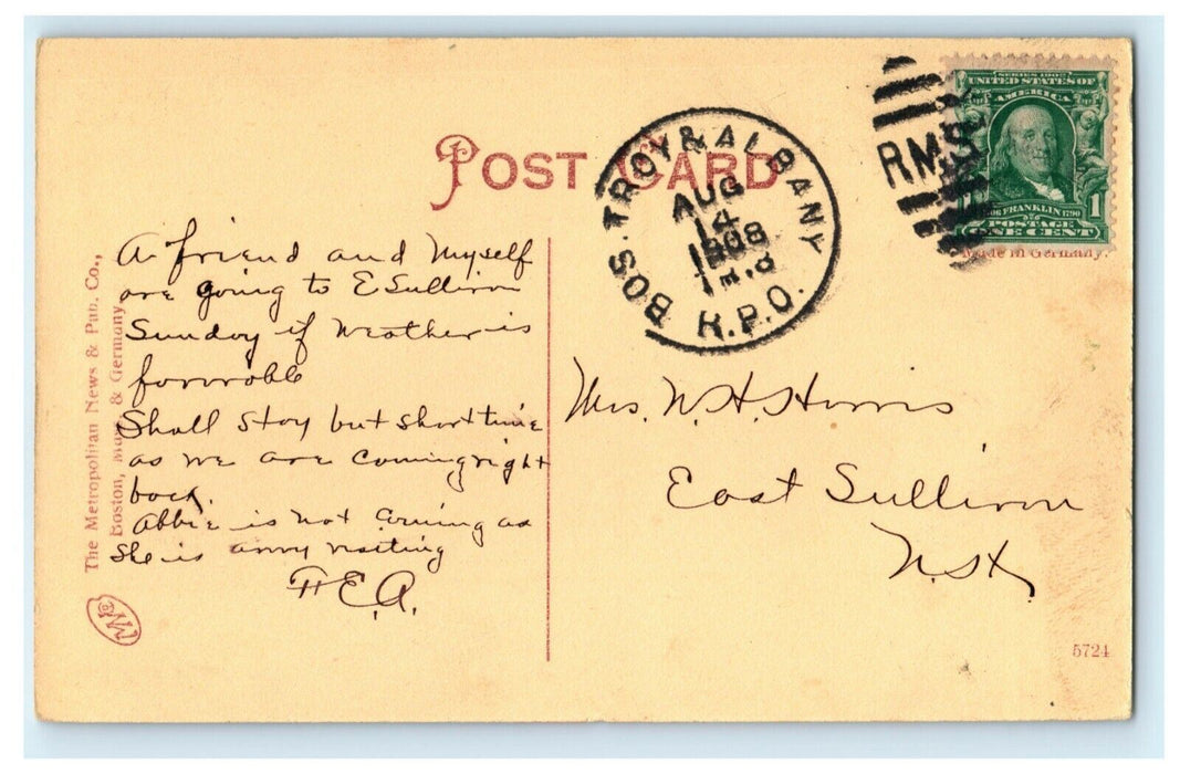 1908 Blakeside Drive Lake Ellis Athol Massachusetts Troy Albany RPO Postcard