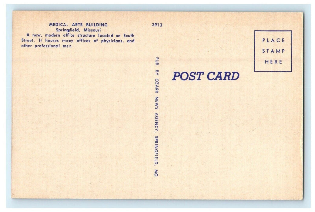c1940's Medical Arts Building Springfield Missouri MO Vintage Postcard