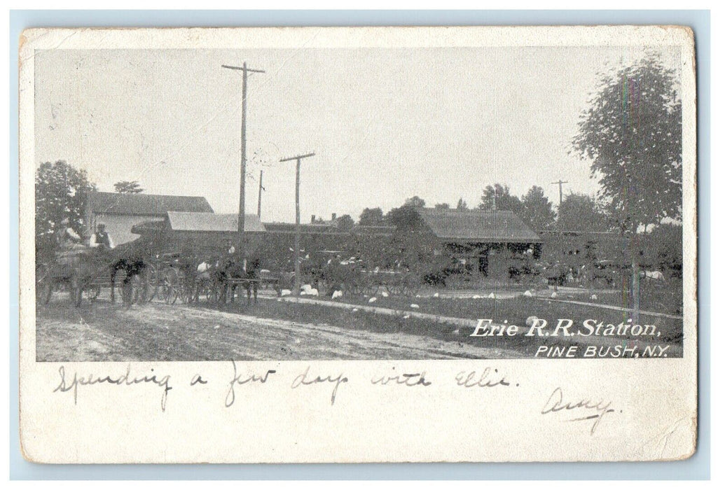 1907 Erie R.R. Railroad Pine Bush Ulsterville New York NY Antique Postcard
