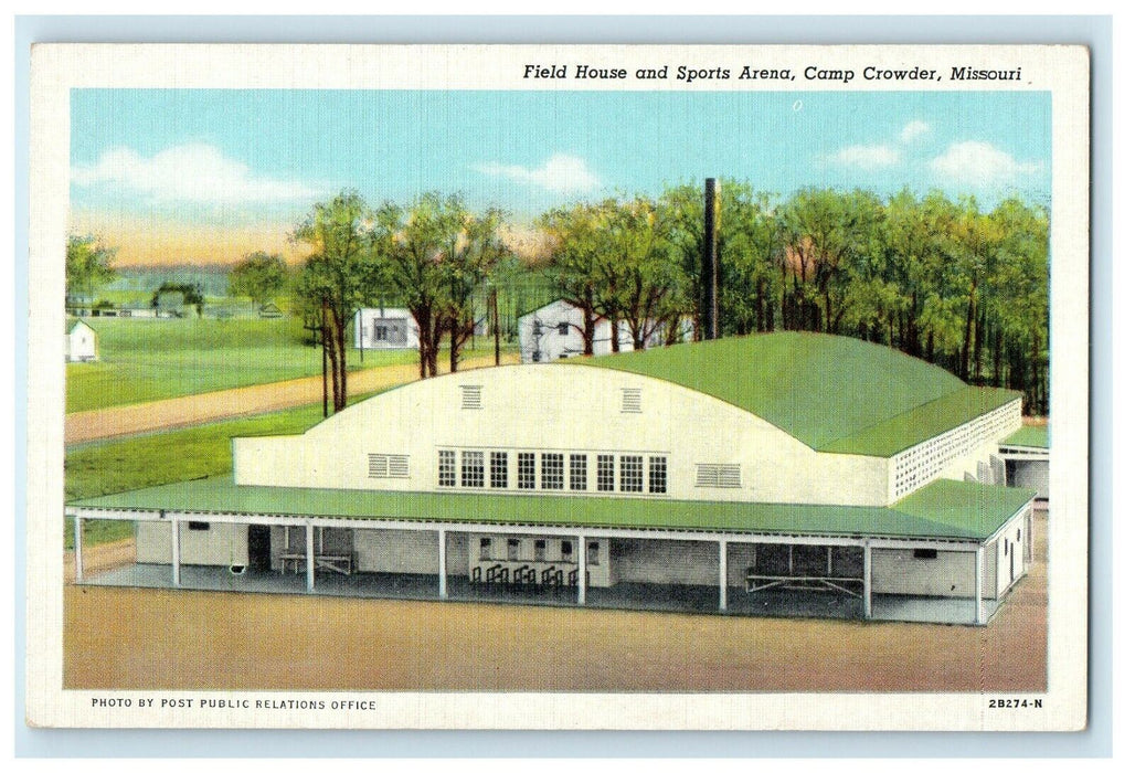 c1940's Field House And Sports Arena Camp Crowder Missouri MO Postcard