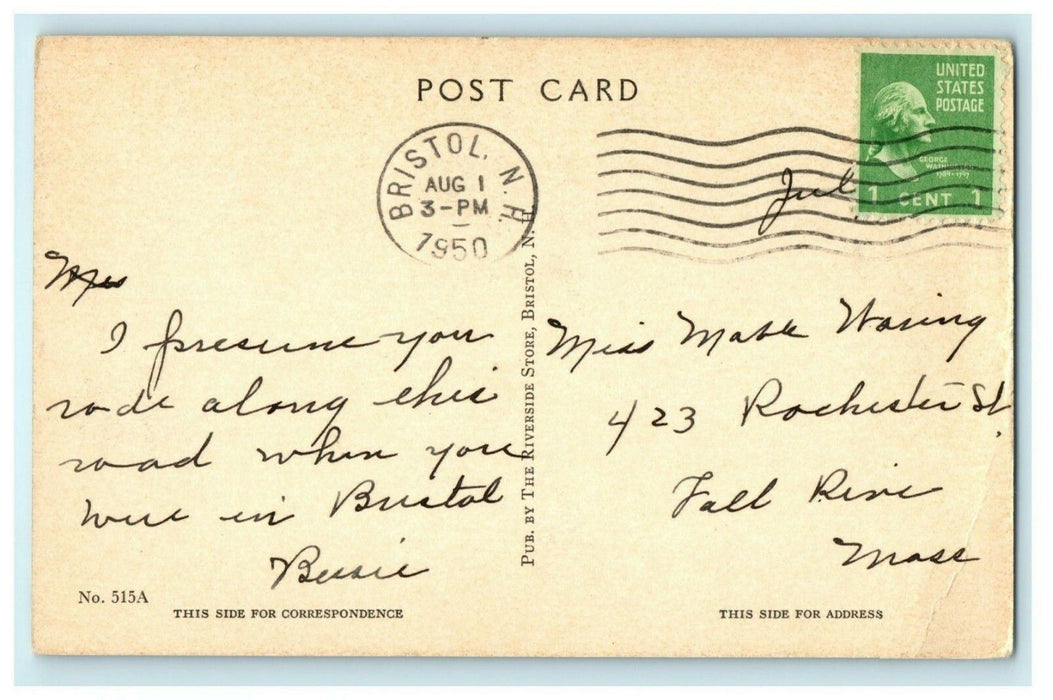 The Ledges Newfound Lake New Hampshire 1950 Bristol Vintage Antique Postcard