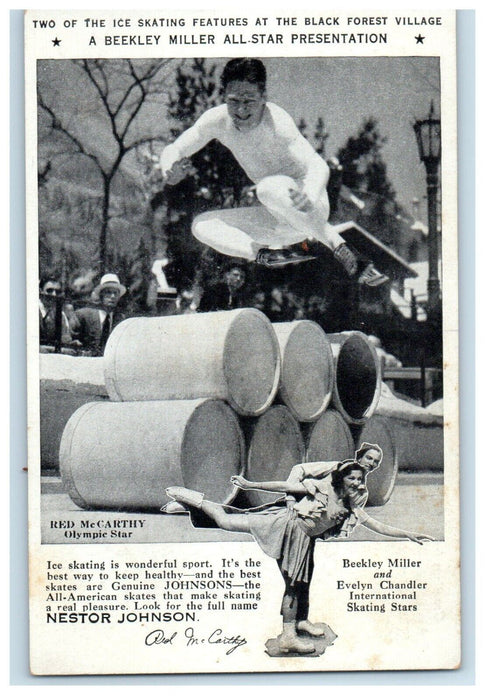 Ice Skating Black Forest Beekley Miller All Star Chicago IL Advertising Postcard