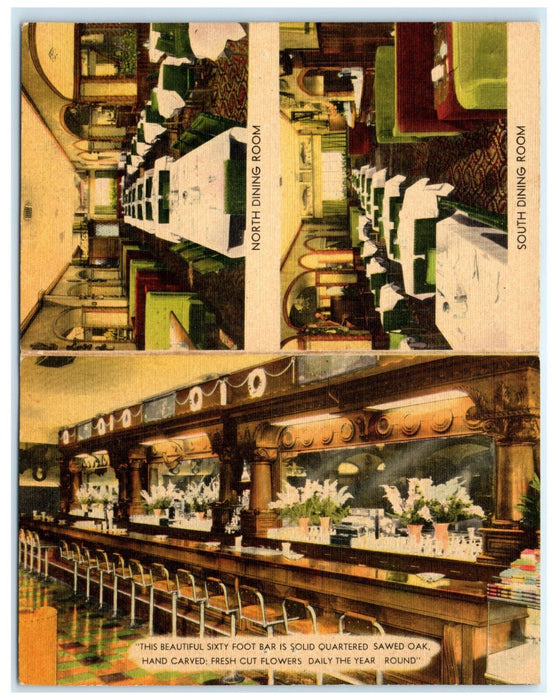 1949 Jai-Lai Cafe Restaurant Columbus Ohio OH Panoramic Fold Out Postcard