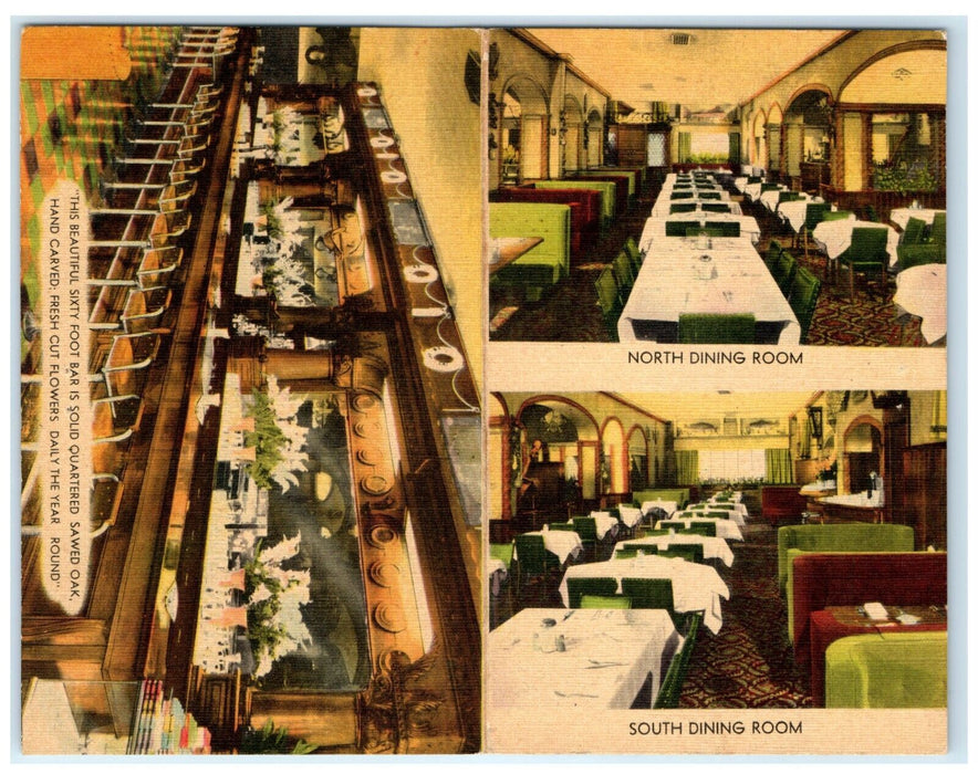 1949 Jai-Lai Cafe Restaurant Columbus Ohio OH Panoramic Fold Out Postcard