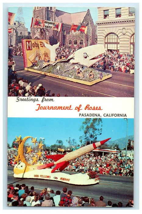 Greetings From Pasadena California CA Tournament Of Roses Floats View Postcard