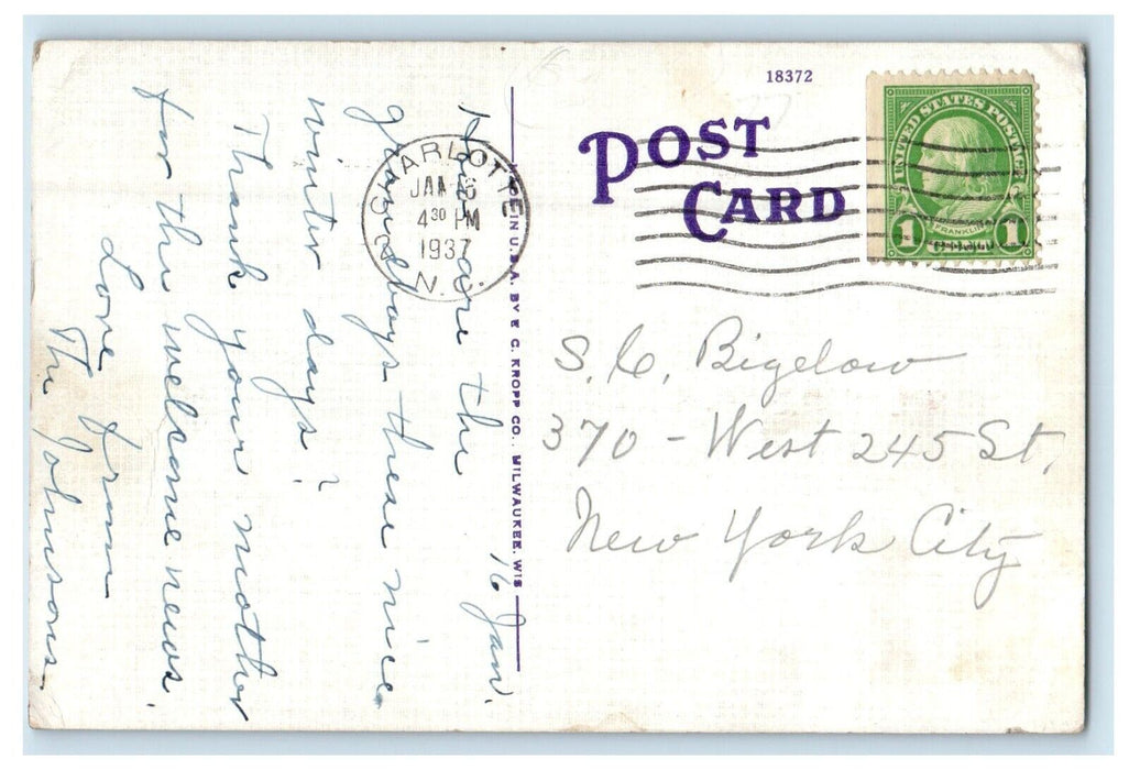 1937 Elephants At Ringling Bros. Winter Quarters Sarasota Florida FL Postcard
