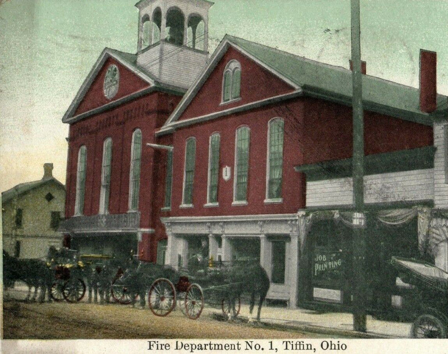 Fire Department No. 1 Tiffin Ohio 1912 Bryan Vintage Antique Postcard