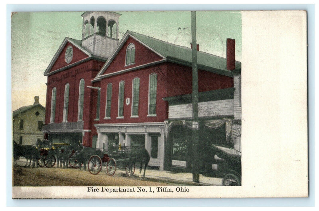 Fire Department No. 1 Tiffin Ohio 1912 Bryan Vintage Antique Postcard