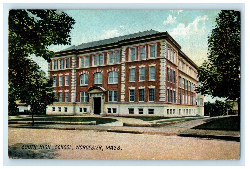 1909 South High School, Worcester, Massachusetts MA Antique Posted Postcard
