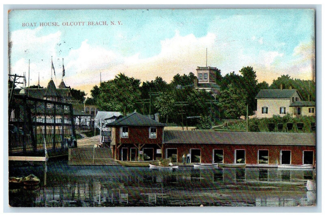 1909 View Of Boat House Olcott Beach New York NY Posted Antique Postcard