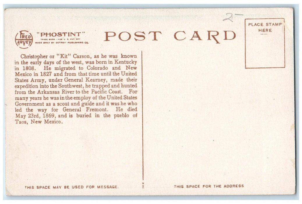 c1910 Old Home Kit Carson Two Miles From Las Animas Colorado Phostint Postcard