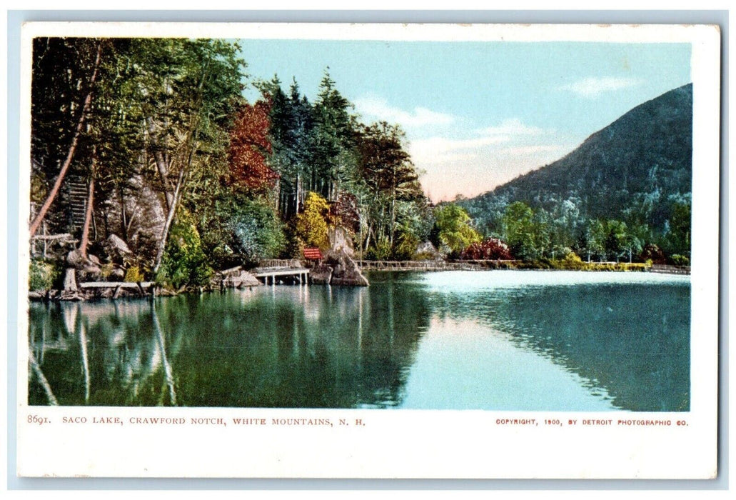 c1905 View Of Saco Lake Crawford Notch White Mountains New Hampshire NH Postcard