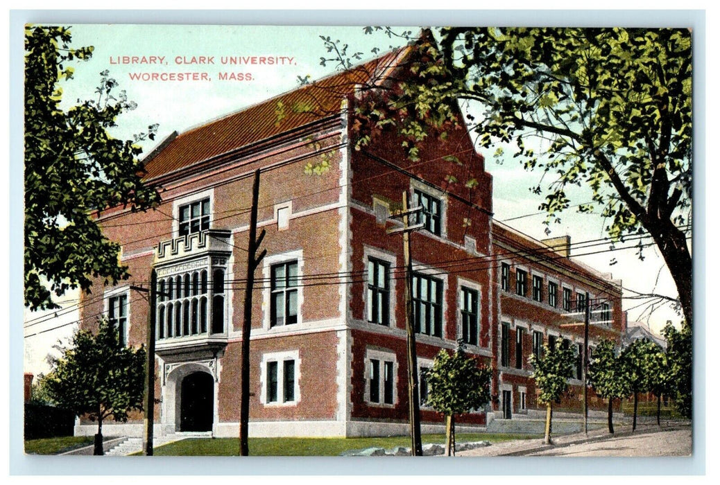 1907 Library in Clark University, Worcester, Massachusetts MA Antique Postcard