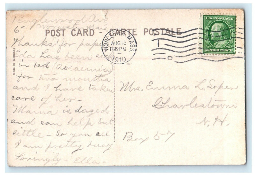 1910 Oread Castle, Worcester, Massachusetts MA Antique Posted Postcard