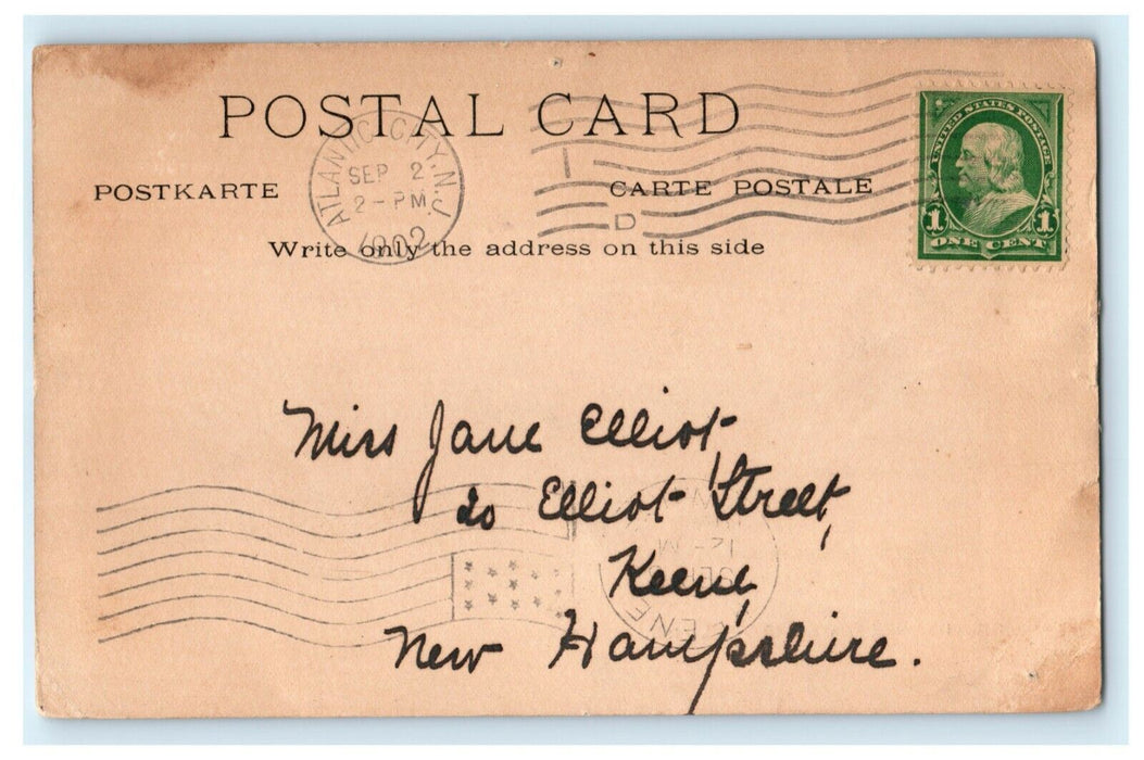 1902 Beach Steel Pier Atlantic City New Jersey NJ Bathers Sailboat Postcard