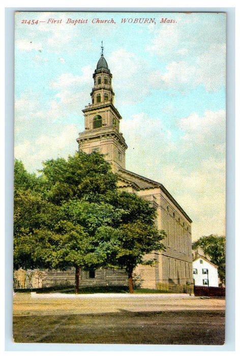 1907 First Baptist Church, Woburn Massachusetts MA Antique Unposted Postcard