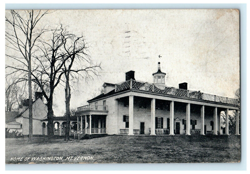 Home of Washington Mt. Vernon 1909 Bryan Ohio Vintage Antique Postcard