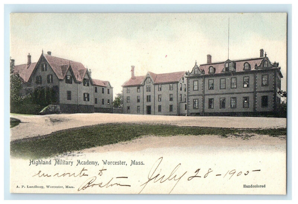 1905 Highland Military Academy, Worcester Massachusetts MA Postcard