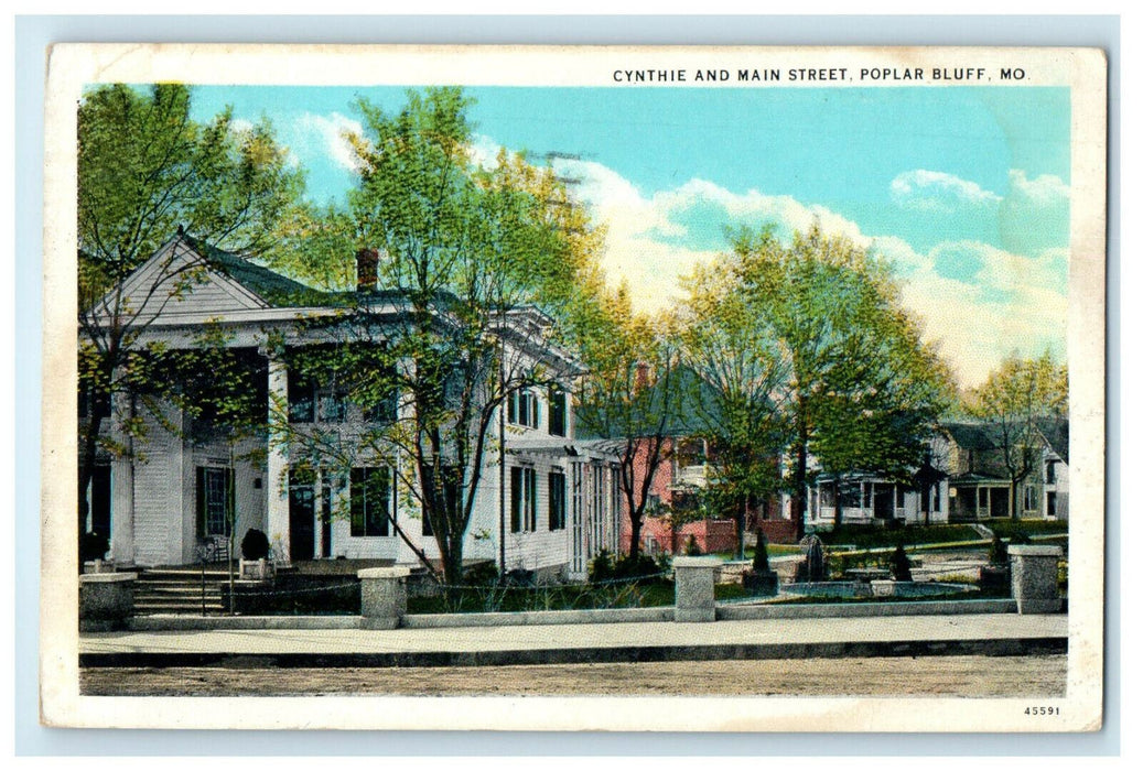 1933 Cynthie And Main Street Poplar Bluff Missouri MO Posted Postcard