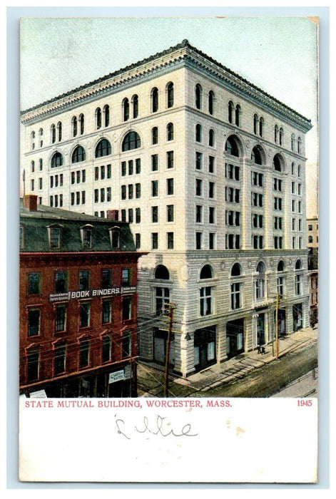 1906 State Mutual Building View, Worcester, Massachusetts MA Postcard